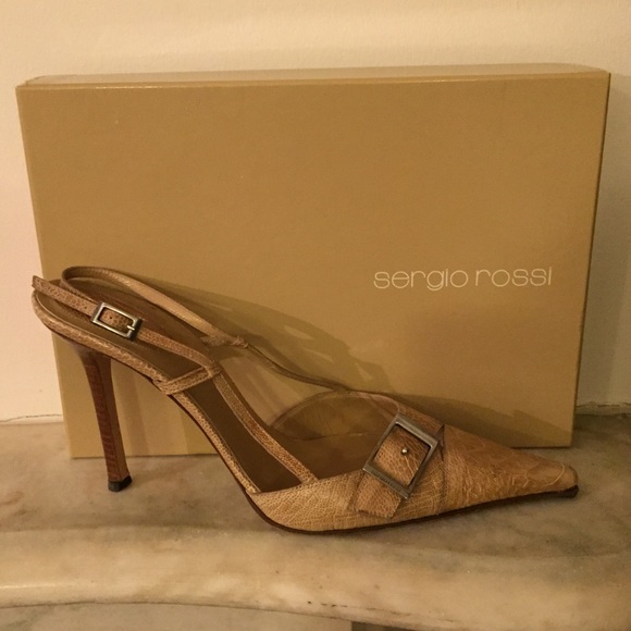 Sergio Rossi Leather Slingback Heels, Runs Small - Picture 4 of 8